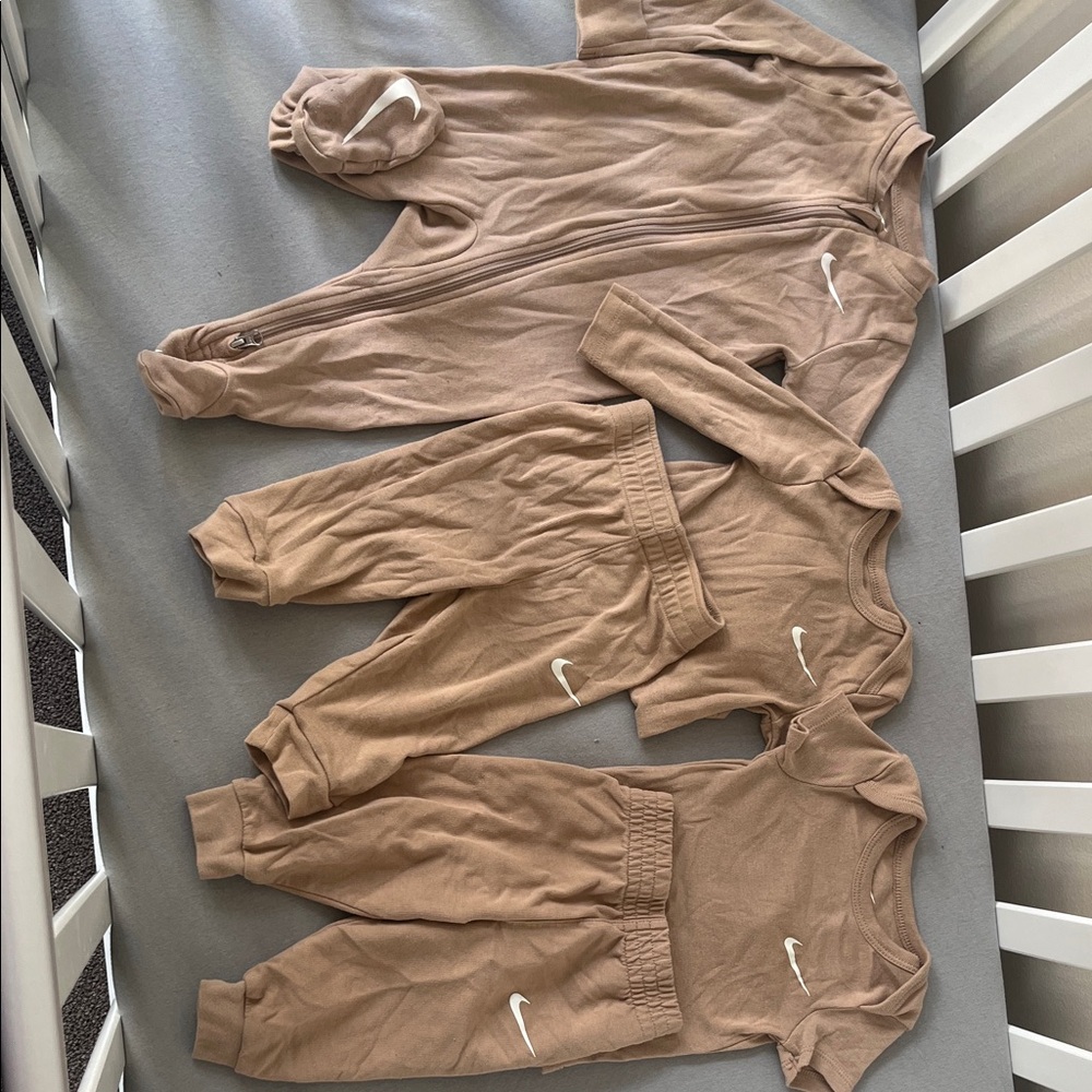 Nike Kids Matching Set in Tan